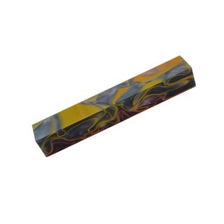 Acrylic Pen Blank - 20 x 20 x 130mm, black with orange/yellow line