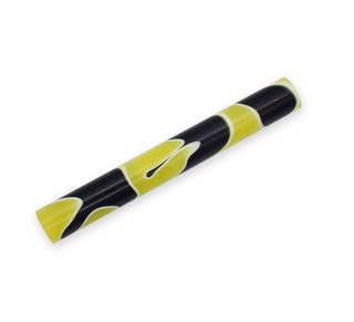 Acrylic Pen Rod - 19mm diameter, lemon yellow & black with white line
