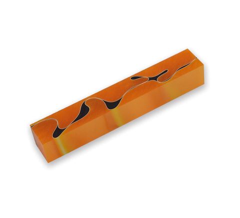Acrylic Pen Blank - 20 x 20 x 130mm - orange & black with white line