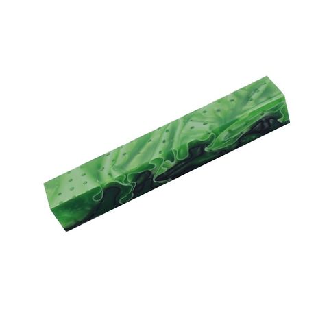 Acrylic Pen Blank - 20 x 20 x 130mm. Green with white/black lines