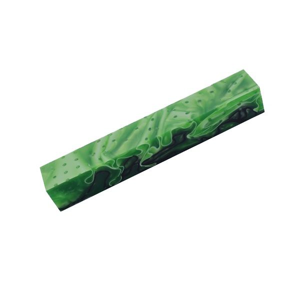 Acrylic Pen Blank - 20 x 20 x 130mm. Green with white/black lines