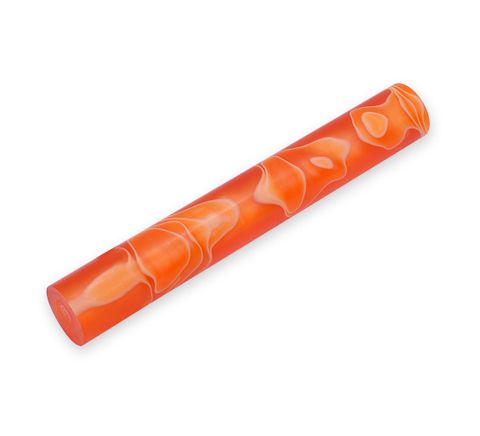 Acrylic Pen Rod - 19mm diameter, orange with white line