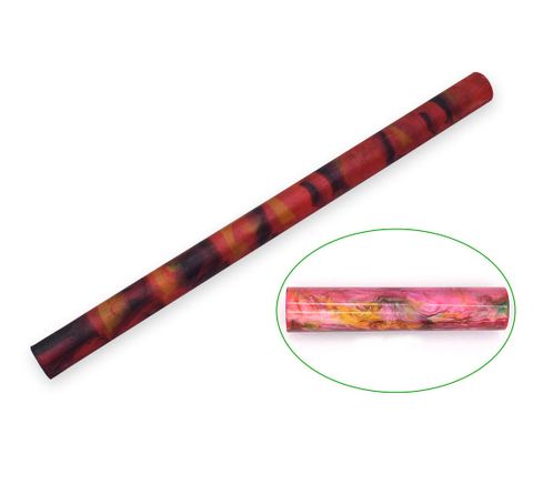 Resin Pen Rod - 18mm diameter, 300mm length. Pink/red & yellow swirl