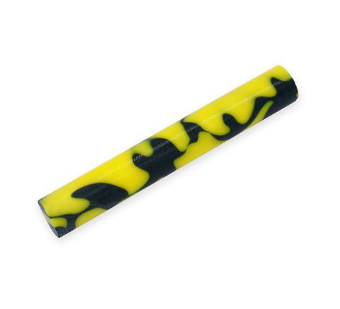 Acrylic Pen Rod - 19mm diameter, yellow with blue
