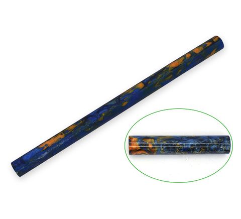 Resin Pen Rod - 18mm diameter, 300mm length. Blue, black, gold swirl