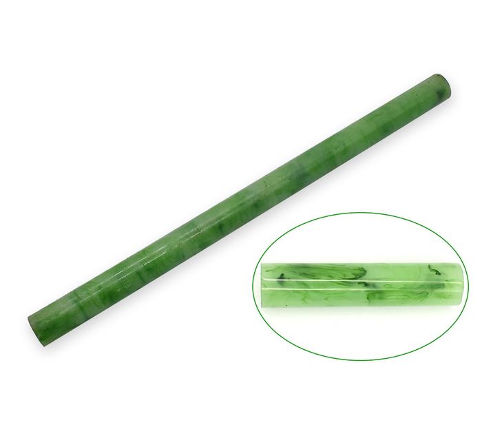 Resin Pen Rod - 18mm diameter, 300mm length. Emerald green with pearl