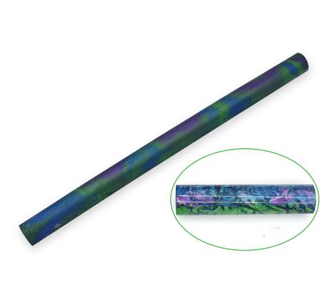 Resin Pen Rod - 18mm diameter, 300mm length. Blue, purple & green swirl