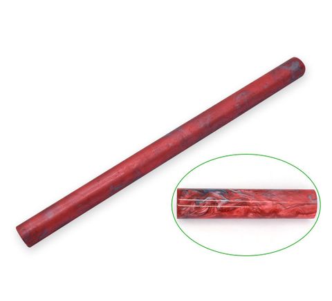 Resin Pen Rod - 18mm diameter, 300mm length. Red & blue swirl