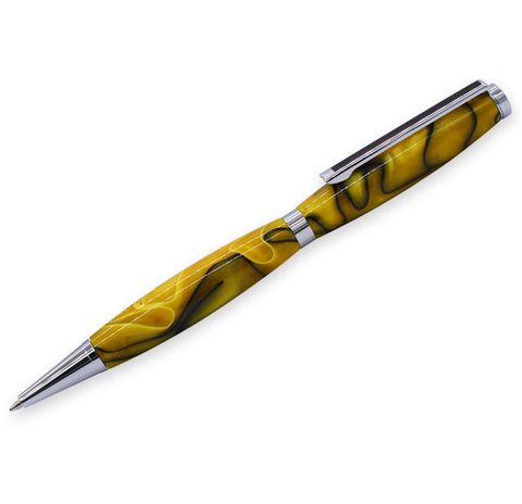 Chrome Ball Point Pen Kit - Twist - Black Clip - Pack of 5