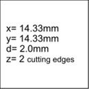 Tungsten Carbide Inserts 14.33x2.0mm  2 edges - Pk10 (TH-BX330P, JN-BX200P)
