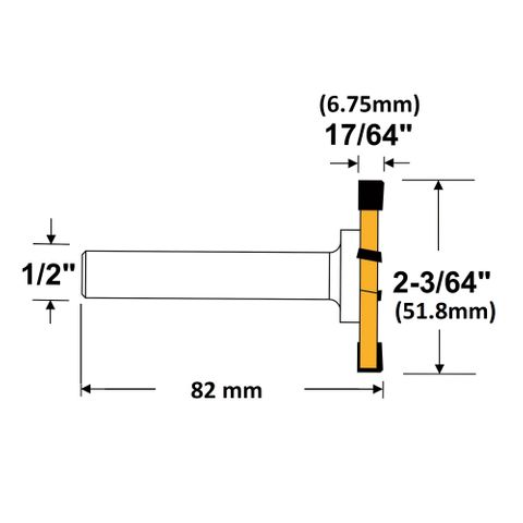 Arden Planing Bit 1/2in Shank, 51.8mm Cut Ø , 6.7 mm Cut L.