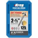 Kreg Pocket Hole Screws - 64mm Coarse/MaxiLoc Head - Zinc - 125 pack #