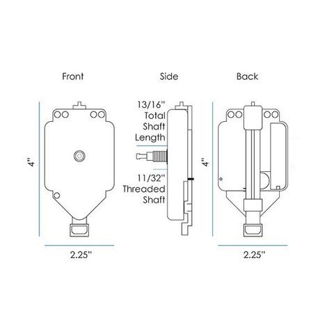 High Torque AA battery Pendulum Clock Movement - 20.6mm (13/16") shaft