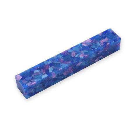 Acrylic Pen Blank 20 x 20 x 130mm. Blue & purple crush