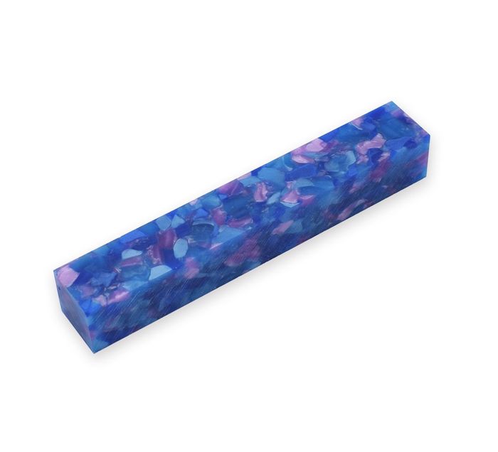 Acrylic Pen Blank 20 x 20 x 130mm. Blue & purple crush