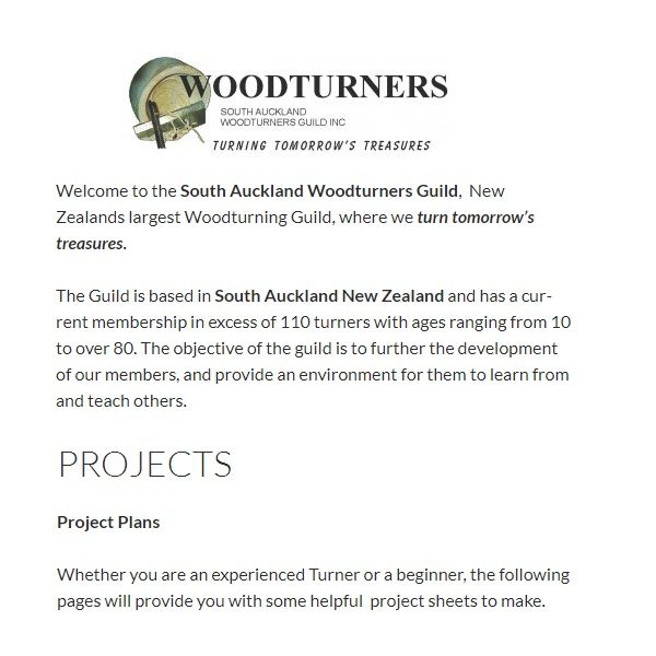 South Auckland Woodturners Guild Project Plans