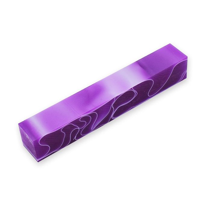 Acrylic Pen Blank - 20 x 20 x 130mm, purple and white