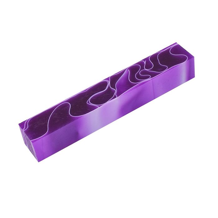 Acrylic Pen Blank - 20 x 20 x 130mm, purple and white