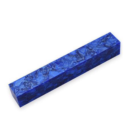 Acrylic Pen Blank 20 x 20 x 130mm. Crush of Dark Blue with White