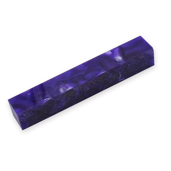 Acrylic Pen Blank 20 x 20 x 130mm. Crush of Blue & Purple