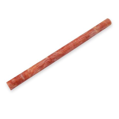 Resin Pen Rod - 18mm diameter, 300mm length. Apricot, white & red (agate)