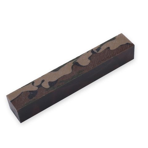 Acrylic Pen Blank - 20 x 20 x 130mm, Woodland camo (green, brown & black)