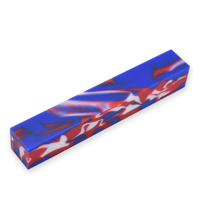 Acrylic Pen Blank - 20 x 20 x 130mm, Camoflague (red, blue, white)