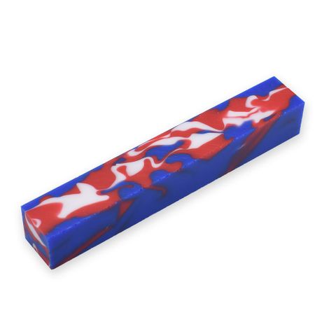 Acrylic Pen Blank - 20 x 20 x 130mm, Camoflague (red, blue, white)