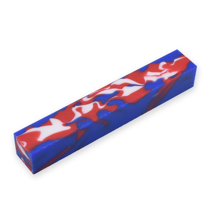 Acrylic Pen Blank - 20 x 20 x 130mm, Camoflague (red, blue, white)