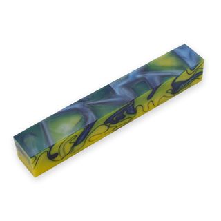 Acrylic Pen Blank - 20 x 20 x 130mm, yellow and violet blue