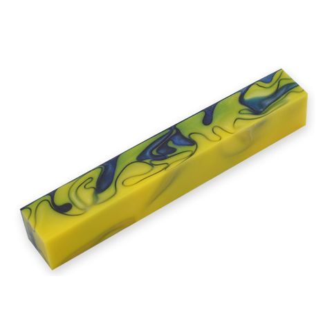 Acrylic Pen Blank - 20 x 20 x 130mm, yellow and violet blue
