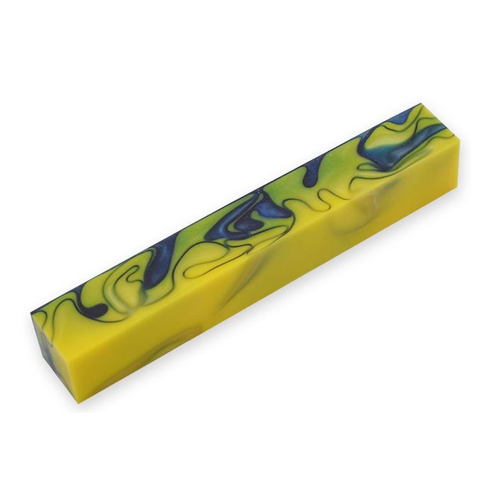 Acrylic Pen Blank - 20 x 20 x 130mm, yellow and violet blue
