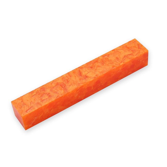 Acrylic Pen Blank 20 x 20 x 130mm. Crush of Orange with White