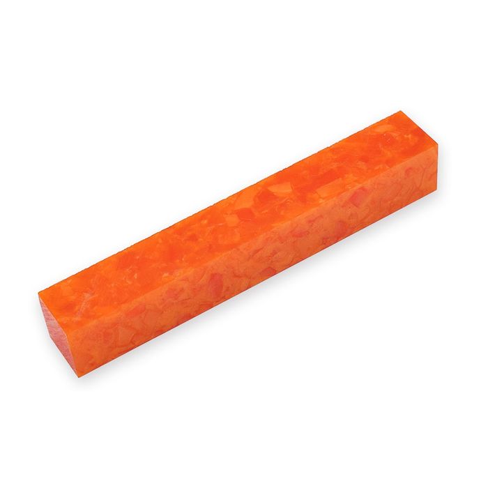 Acrylic Pen Blank 20 x 20 x 130mm. Crush of Orange with White