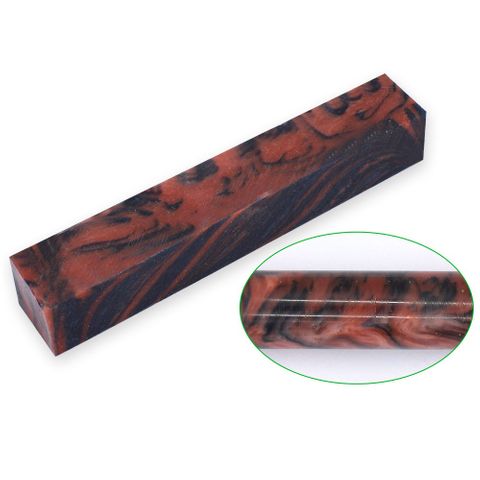 Resin Pen Blank - 20 x 20 x 130mm - coffee & black