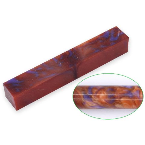 Resin Pen Blank - 20 x 20 x 130mm - coffee & purple