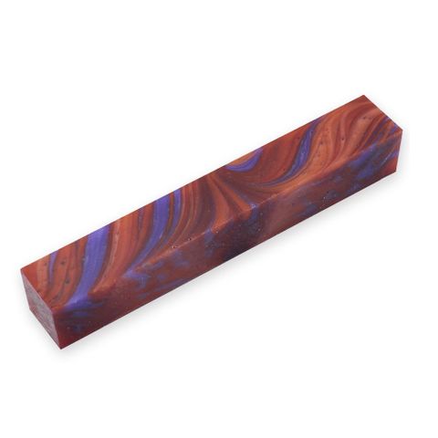 Resin Pen Blank - 20 x 20 x 130mm - coffee & purple