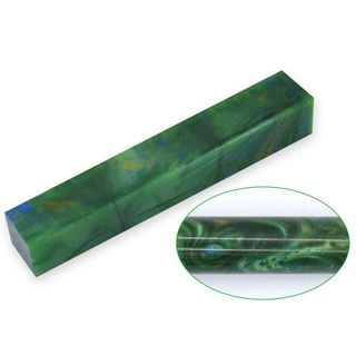Resin Pen Blank - 20 x 20 x 130mm - green lagoon swirl