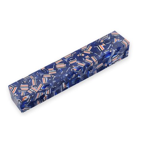 Resin Pen Blank - 20 x 20 x 130mm - blue polka dot