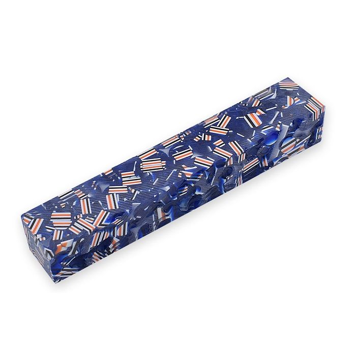 Resin Pen Blank - 20 x 20 x 130mm - blue polka dot