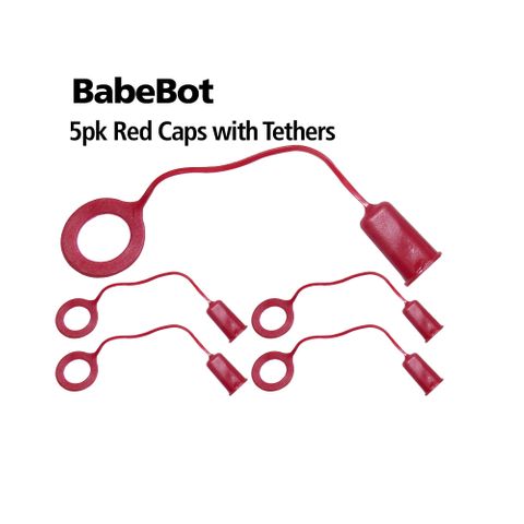 Red cap with tether for BabeBot