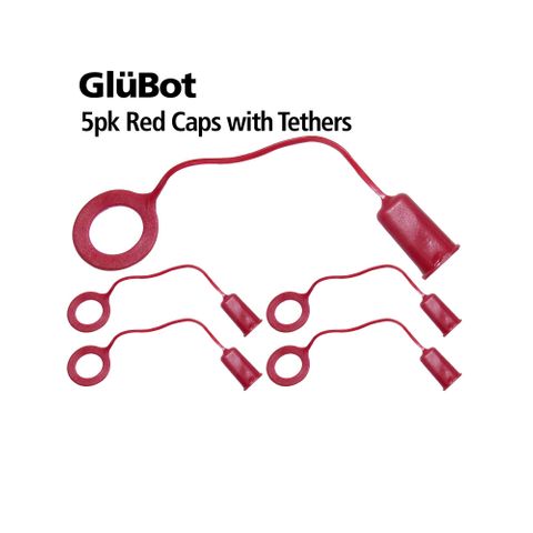 Red cap with tether for GluBot