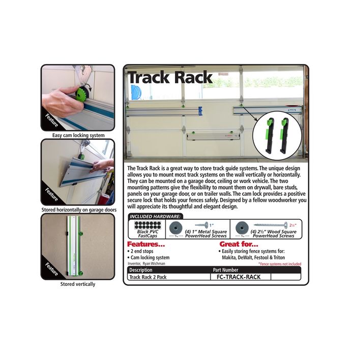 Fastcap Track Rack 2 piece - suits Festool Guide Rail