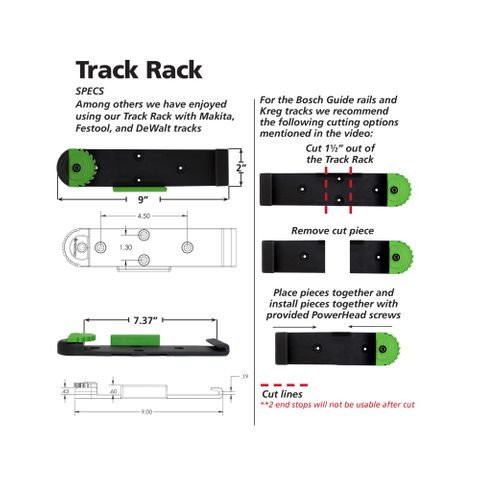 Fastcap Track Rack 2 piece - suits Festool Guide Rail