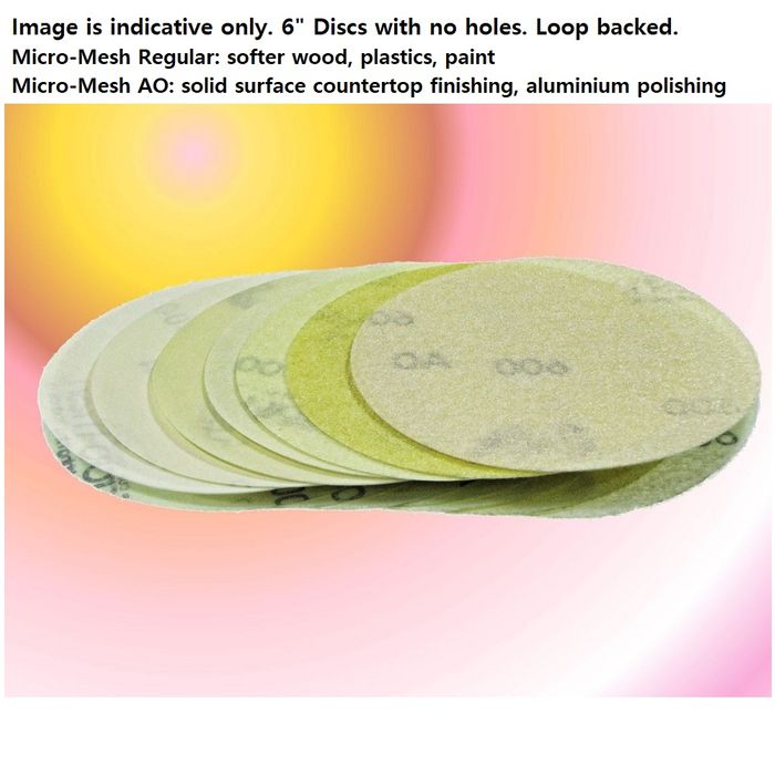 Micro-Mesh® Discs No Holes, Reg Variety Pack 6", Loop Back