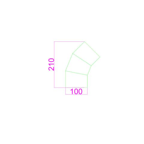 Steel Duct 100mm 45 degree bend with rolled edges both ends