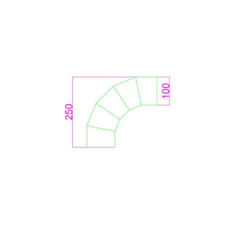 Steel Duct 100mm 90 degree bend with rolled edges both ends