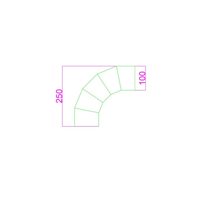 Steel Duct 100mm 90 degree bend with rolled edges both ends