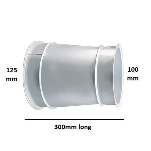 Steel Duct reducer 125 to 100 with rolled edge ends