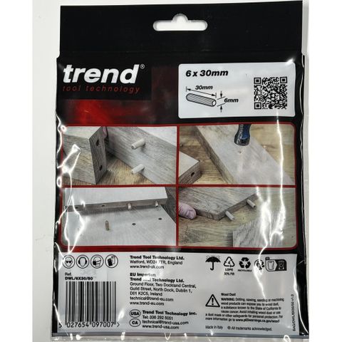Trend Dowel 6mm x 30mm pack of 50